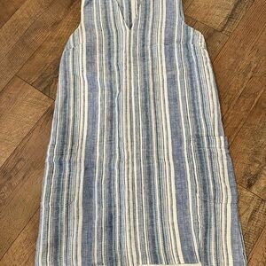 Daniel Cremieux linen Blue and White Striped Mini Dress